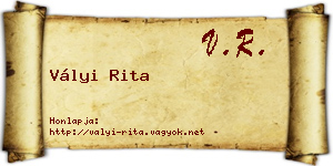 Vályi Rita névjegykártya